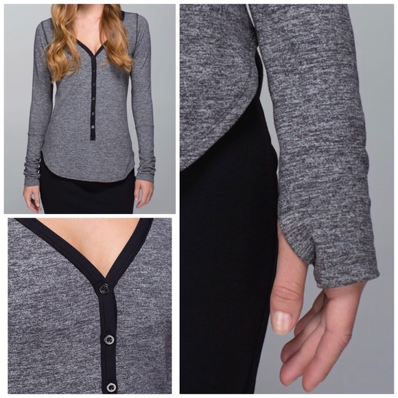 lululemon athletica Tops - Lululemon Awesoma Henley Sz 6 Heathered Black Gray